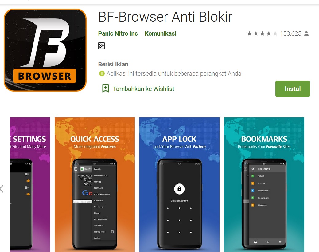 Aplikasi untuk membuka situs yang diblokir oleh pemerintah - BF Browser