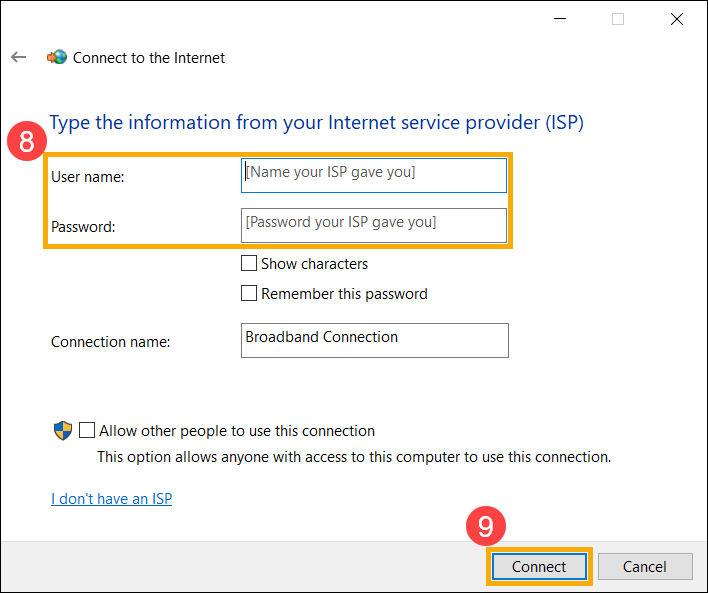 Cara Setting Windows 10 - Input Username and Password ISP