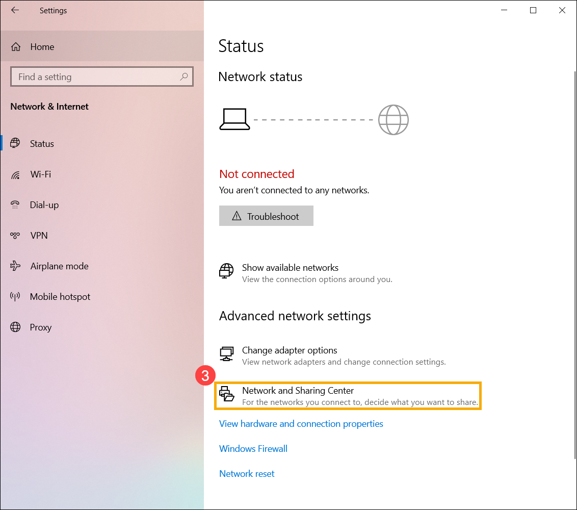Network and Sharing Center Windows 10