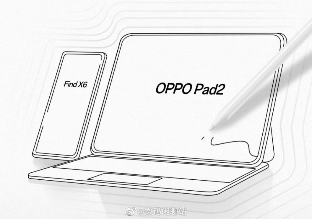 Sketsa Oppo Pad 2 dilengkapi Keyboard dan Stylus, disandingkan dengan Find X6