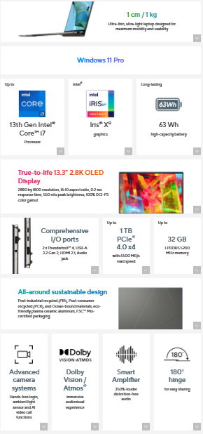 Spesifikasi ASUS Zenbook S 13 OLED
