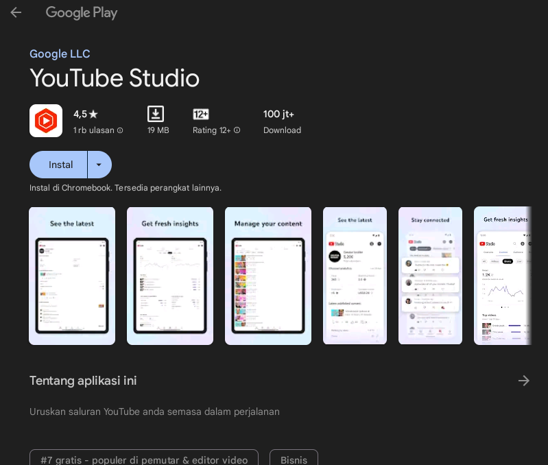 YouTube Studio Google Play Store