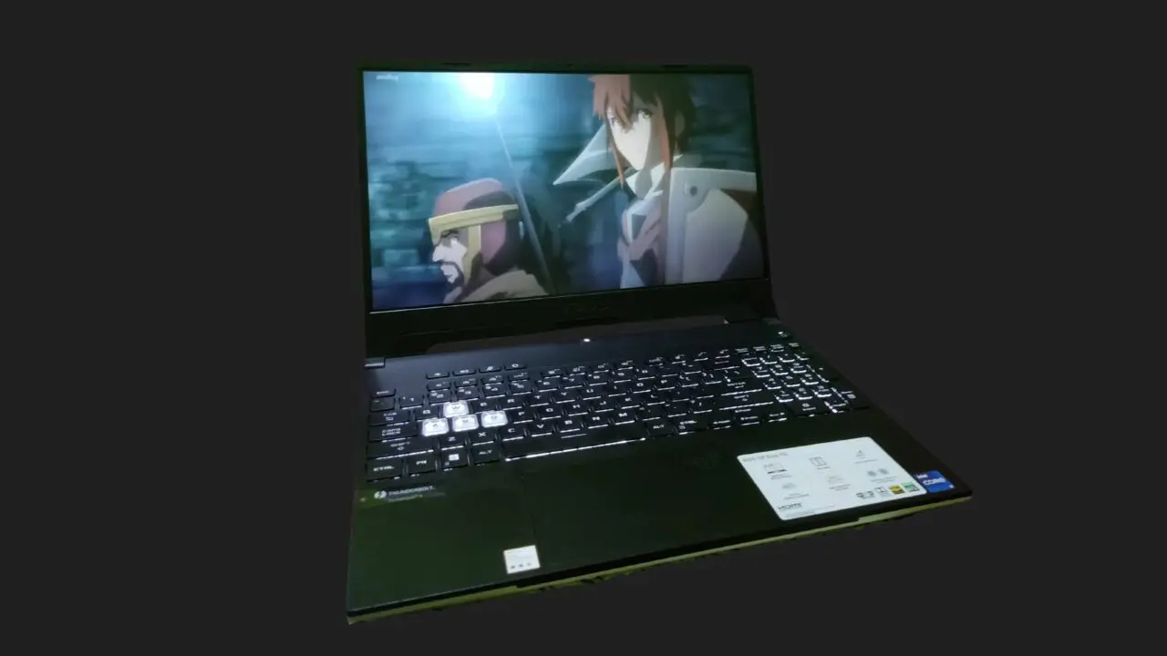 ASUS TUF Dash F15 - menonton anime dua season penuh beresolusi 720p dengan silent mode