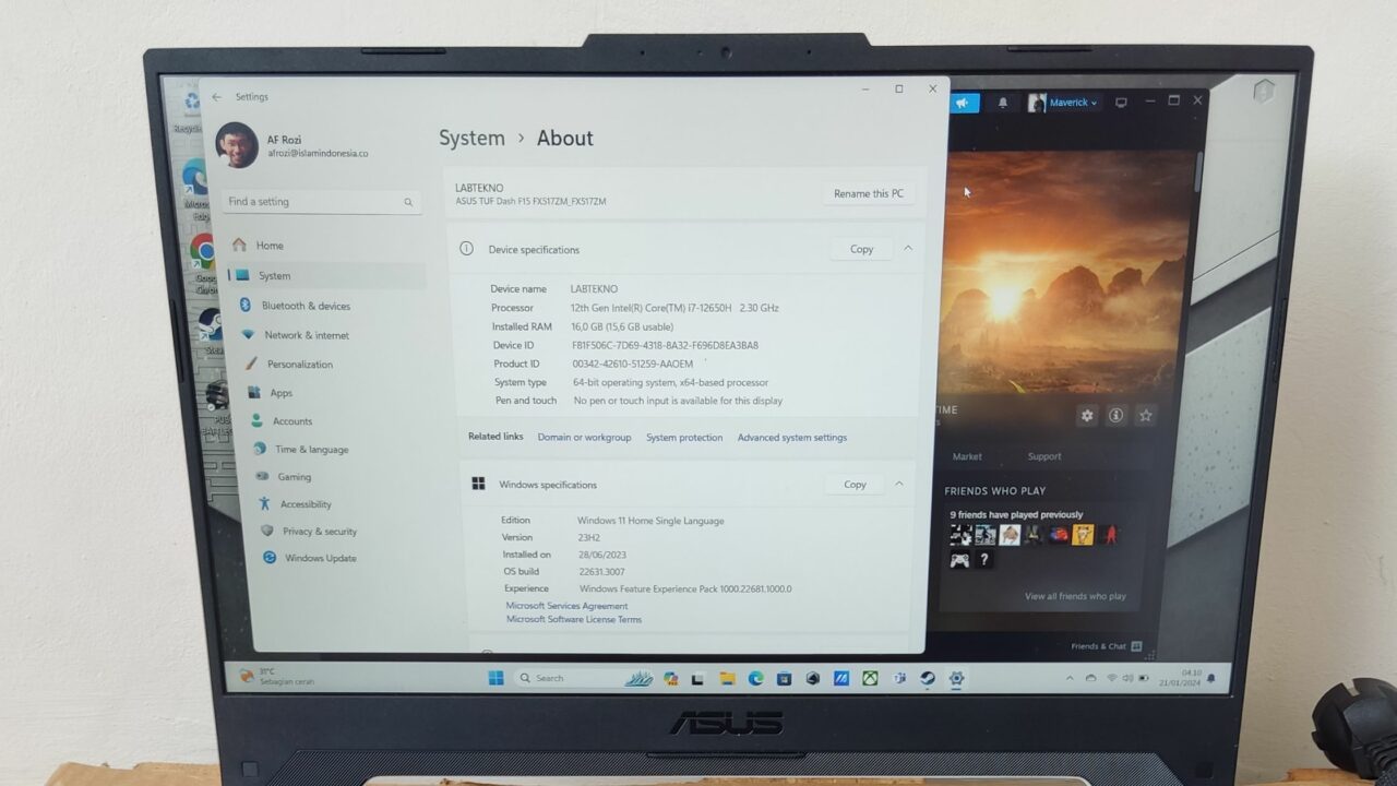 Spesifikasi ASUS TUF Dash F15