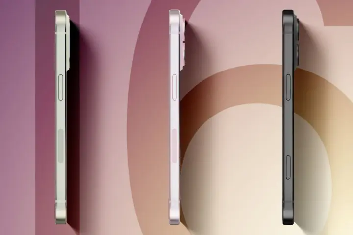 profil tepi kanan dari bocoran render iPhone 16